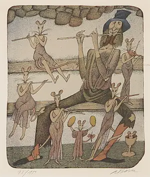 Adolf Born - Litho, De rattenvanger kaufen? Bieten Sie von 300!