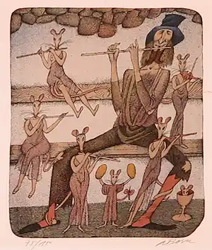 Adolf Born - Litho, De rattenvanger verkauft für € 240!