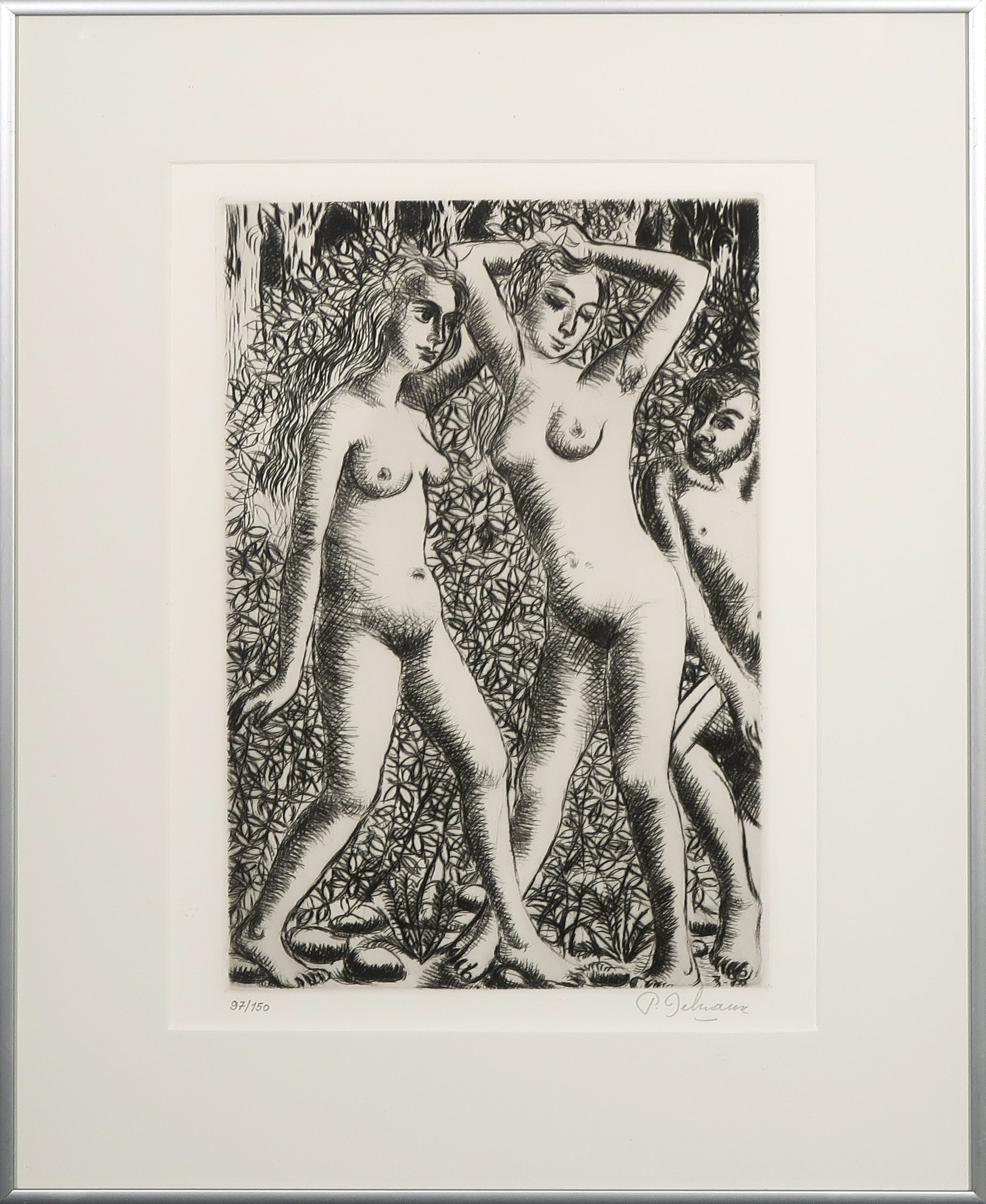 Paul Delvaux - Ets, Le voyeur - Ingelijst verkocht voor € 450!
