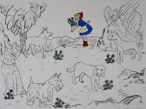 Pieter Holstein - : met de hand ingekleurde ets: Roodkapje kopen? Bied vanaf 45!