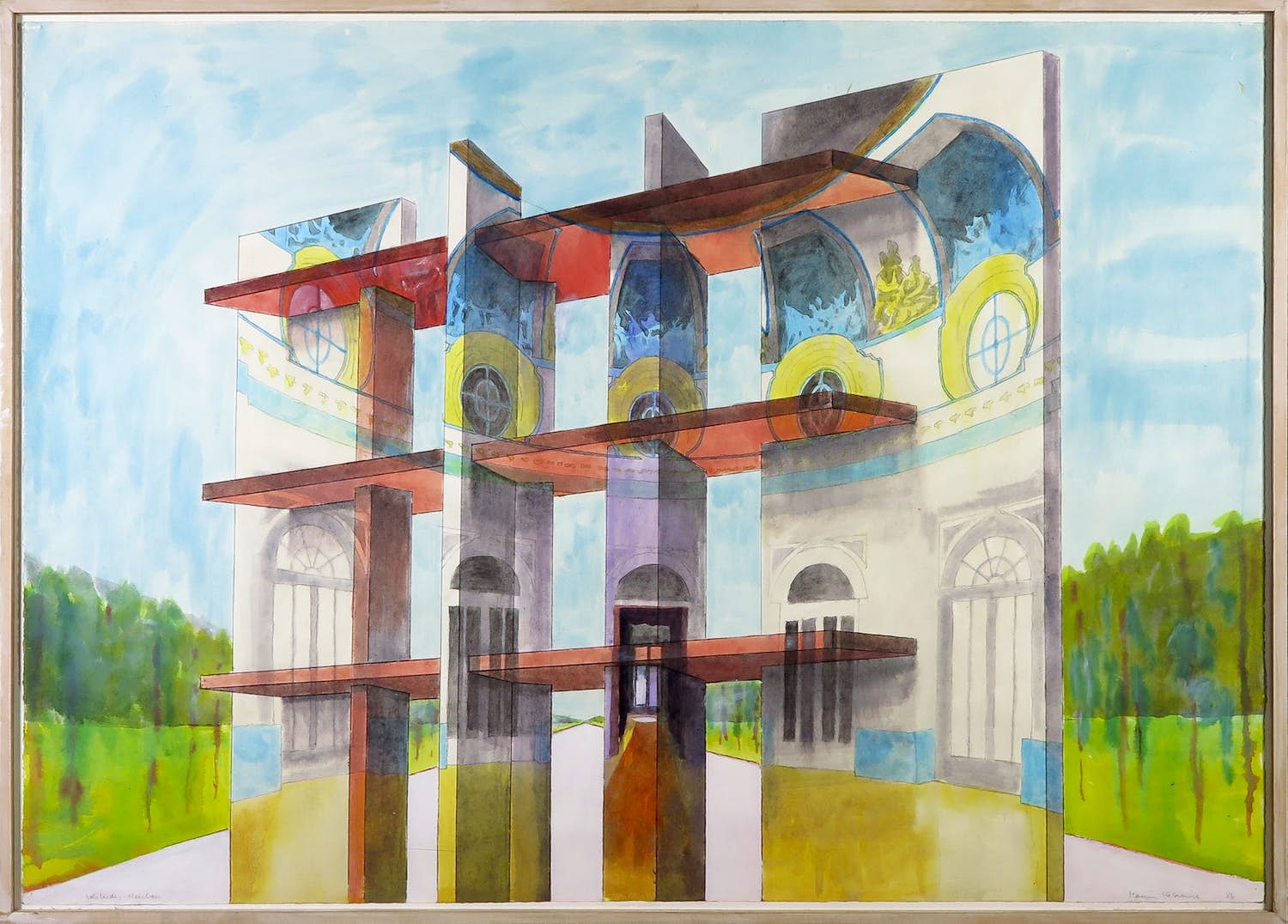 Marin Kasimir - Aquarel, Solitude, Neubau - Ingelijst verkocht voor € 150!