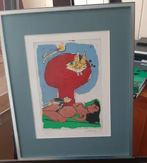Corneille - Ets en Aquatint, Naakt met kat en vogel kopen? Bied vanaf 275!