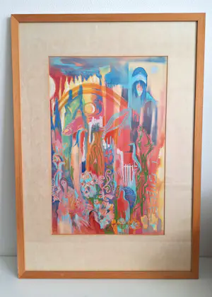 Joe Wols - (1929-2019) Kleurrijke figuren, ingelijst kopen? Bied vanaf 79!