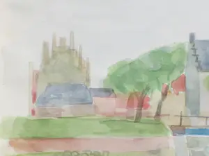 Jos van den Berg - Haven- en stadsgezicht van Veere - Aquarellen kopen? Bied vanaf 50!