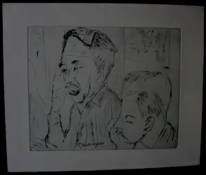 Jan Wiegers - Ets: Portret van H.N Werkman en J van Zweden kopen? Bied vanaf 95!