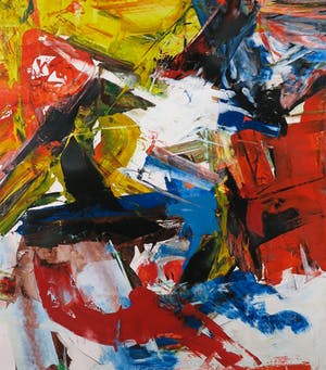 Jan te Wierik - Acryl op papier, Abstracte compositie - Ingelijst kopen? Bied vanaf 350!