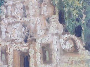 Niet of onleesbaar gesigneerd - Rijkversierde tempelingang - Olieverf op doek kopen? Bied vanaf 1!