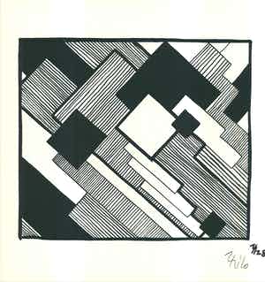 Thilo Maatsch - Houtsnede ABSTRACTE COMPOSITIE Handgesigneerd. verkocht voor € 70!