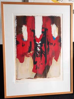 Hans Vanhorck - Zeefdruk, Abstracte poem - Ingelijst verkocht voor € 39!