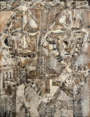 George Ebrin Adingra - Abstract portret met overlappende figuren, Parijs 1970 kopen? Bied vanaf 140!