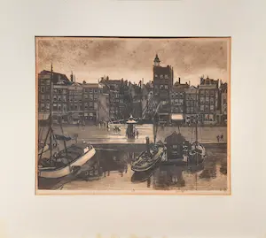 Willem Witsen - Gezicht op het Damrak kopen? Bied vanaf 200!