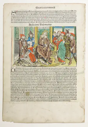 Michael Wolgemut - en Wilhem Pleydenwurff - Wiegedruk en houtsnede Het Oordeel van Koning Salomon kopen? Bied vanaf 200!