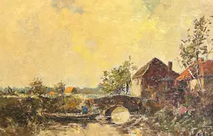 Frans de Nocker - Landschap met bootje kopen? Bied vanaf 95!