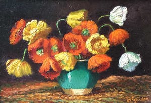 Niet of onleesbaar gesigneerd - C4125-14 - Bloemen in gemberpot (popjes) kopen? Bied vanaf 10!