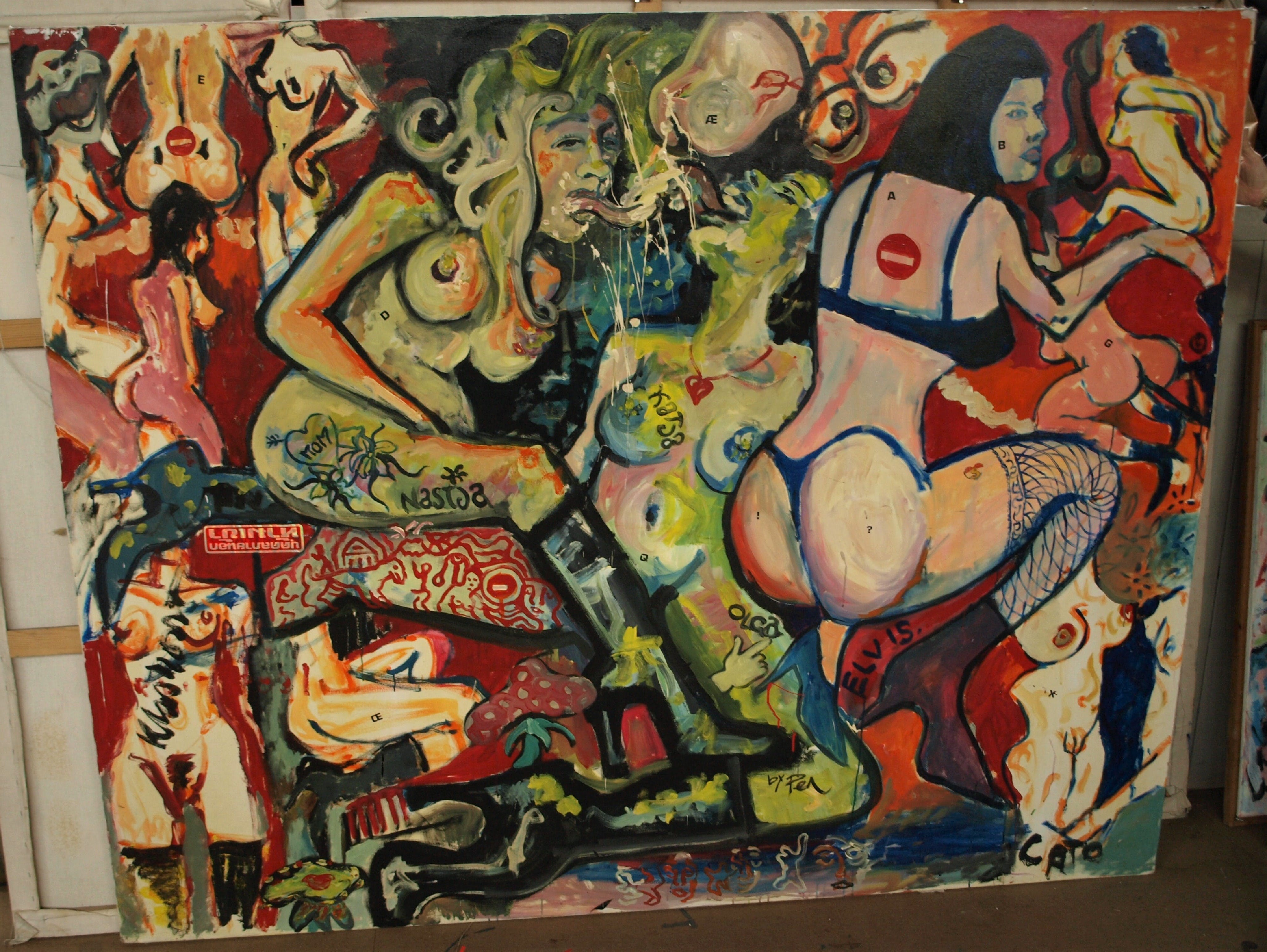 Peter Klashorst - Acrylverf op doek – “Billen” – Zeer GROOT - ca. 1995 kopen? Bied vanaf 1!