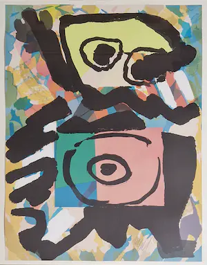 Karel Appel - Litho: 'Compositie met figuur' (1980) kopen? Bied vanaf 600!