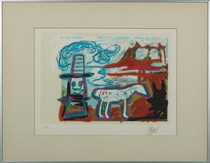 Karel Appel - Litho, Can we dance a landscape? - Ingelijst kopen? Bied vanaf 1!