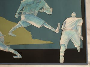 Guido van Driel - Ingelijste collage & tekening , “Golfers 1” – 1993 kopen? Bied vanaf 90!