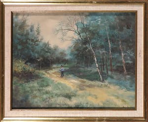 Annie Bruin - Gouache op papier, Bospad - Ingelijst kopen? Bied vanaf 1!