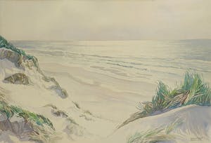 Ad Blok van der Velden - Aquarel, Noorzeestrand - Ingelijst kopen? Bied vanaf 400!