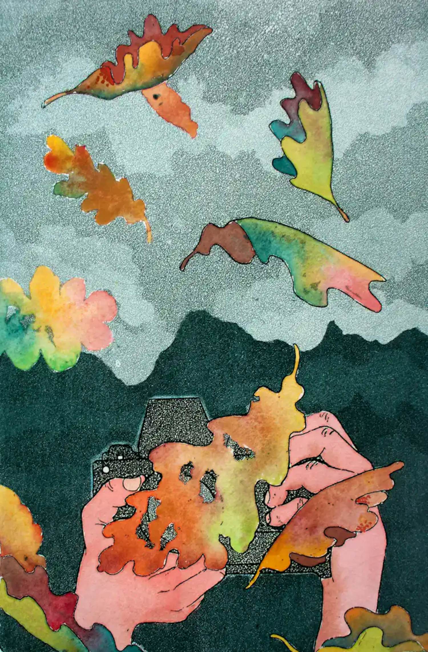 Sjoerd Bakker - ets: herfstbladeren verkocht voor € 49!