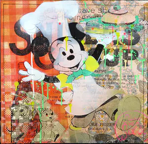 Suzanne van Soest - Gemengde techniek op papier, Hamburger time - Ingelijst kopen? Bied vanaf 35!