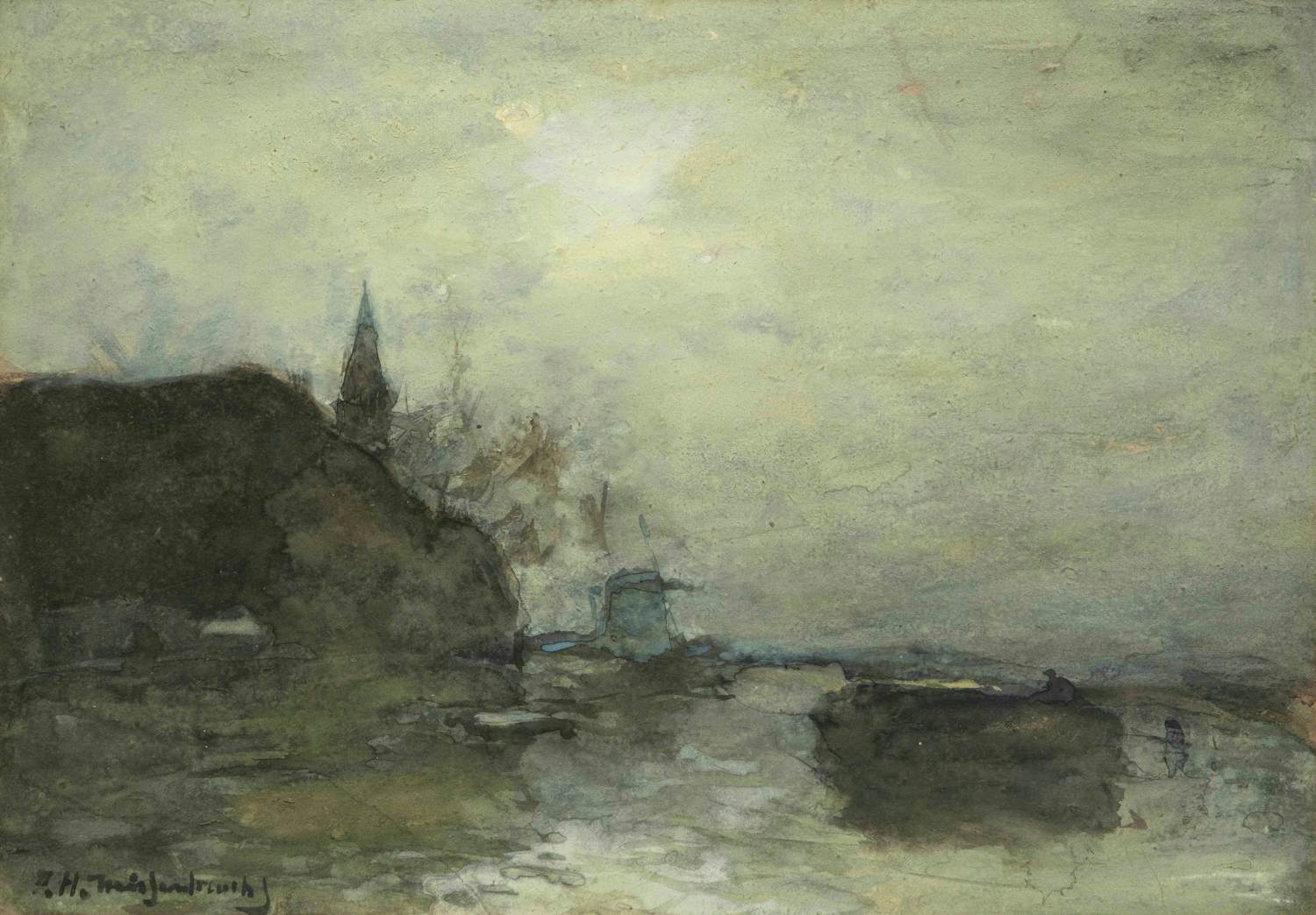 Jan Hendrik Weissenbruch - Noorden bij maanlicht verkocht voor € 1950!