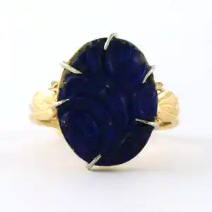 14k gouden ring bezet met lapislazuli - ringmaat 18(56) verkocht voor € 180!