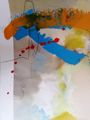 Marja Jansen - Pigmentdruk (handbewerkt) - Abstracte Compositie kopen? Bied vanaf 1!