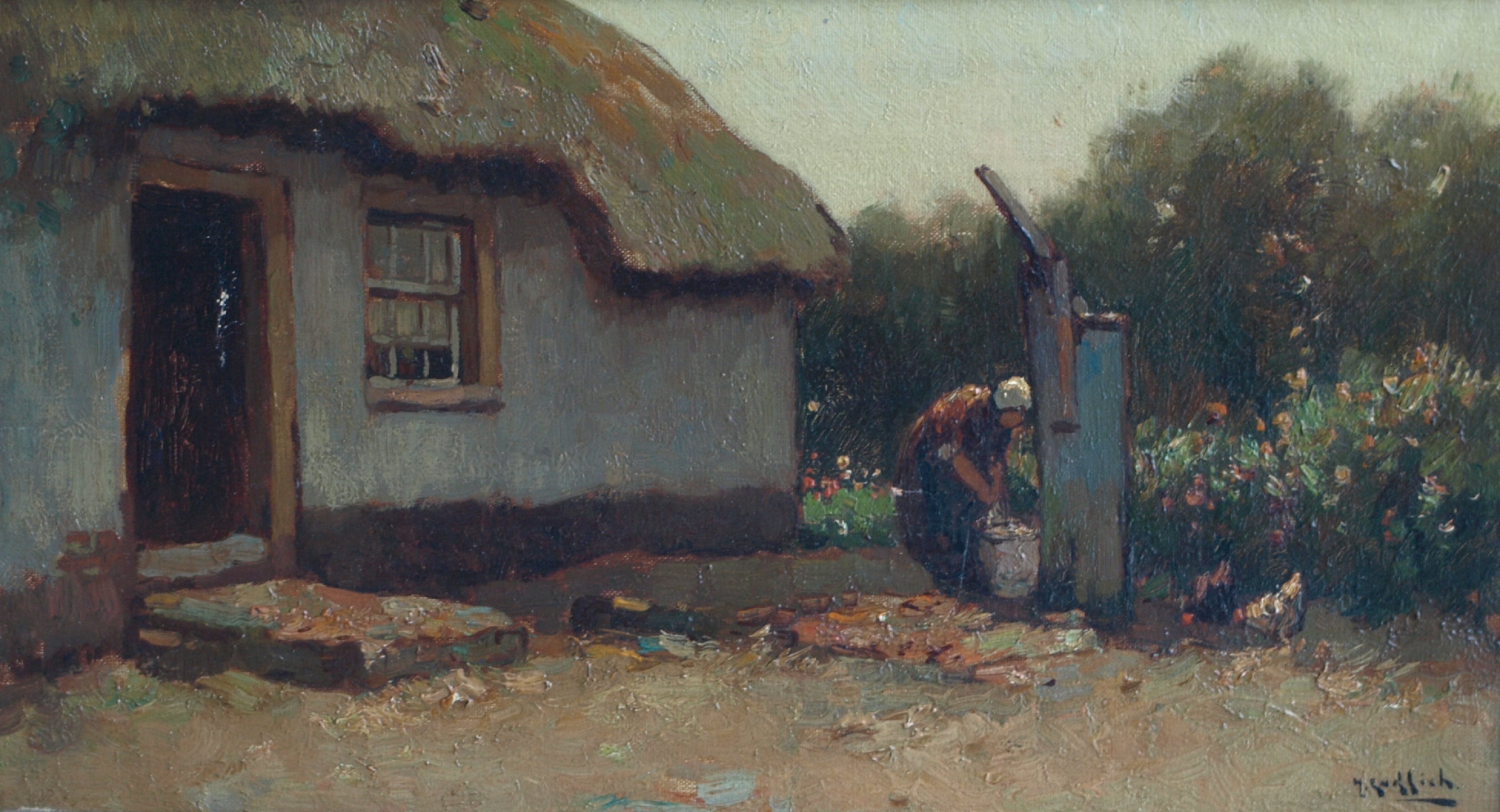 Jan Simon Knikker (sr.) - onder pseudoniem H. Endlich, Boerenerf – gesigneerd & ingelijst kopen? Bied vanaf 1!