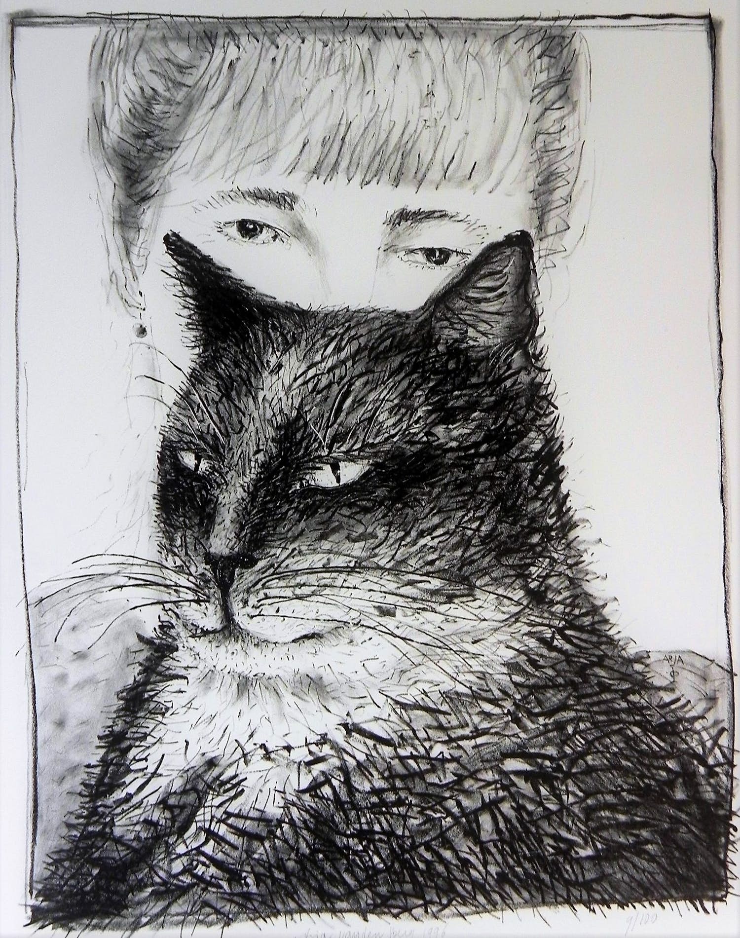 Arja van den Berg - Zelfportret met kat kopen? Bied vanaf 25!