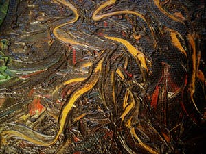 Niet of onleesbaar gesigneerd - Interessant Jaren 50/60 Expressionist olieverf "bloeiende Roos" gesigneerd - kopen? Bied vanaf 1!