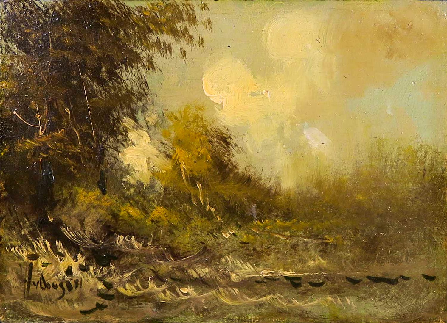 Harrij van Dongen - Olieverf op paneel, Landschap kopen? Bied vanaf 1!