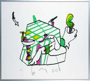 Herman Brood - Zeefdruk, Zonder titel - Ingelijst verkocht voor € 150!