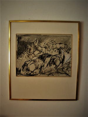 Frits van Eeden - Magnifieke Gemengde Techniek "Kudde wilde Paarden" - gesigneerd kopen? Bied vanaf 20!