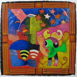 Clemens Briels - Zeefdruk en collage, Alagunas gente... - Ingelijst (Groot) kopen? Bied vanaf 100!