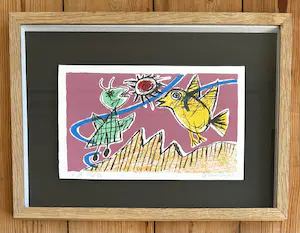 Corneille - Zeldzaam litho gesigneerd, ingelijst : Vogel en insect, 1993 kaufen? Bieten Sie von 185!