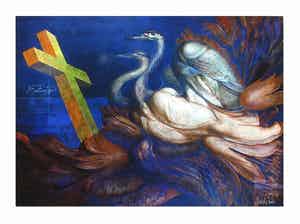 Ernst Fuchs - Die Schwanenreise - Handgesigneerde Giclée verkocht voor € 35!