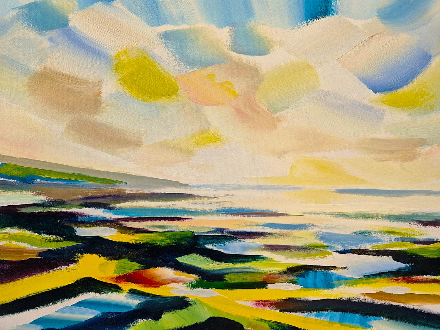 Eddy Sikma - Grote expressionistische gouache "zomeravond Waddenzee" - gesigneerd kopen? Bied vanaf 72!