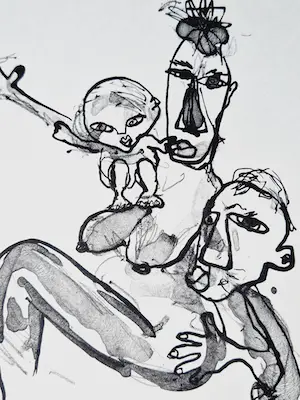 Marion Bloem - Karakteristieke Litho - oplage 100 - moeder en kinderen - potloodgesigneerd kopen? Bied vanaf 25!