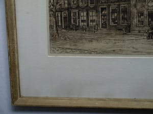 Ids Wiersma - Ingelijste ets , de ‘Professorenhuizen’ , Voorstraat , Franeker – 1934 kopen? Bied vanaf 1!