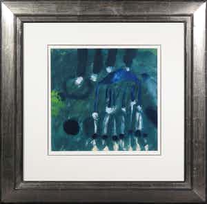 Eugene Brands - Gouache, Man in Space - Ingelijst verkocht voor € 1400!