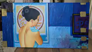 David Graux - Groot panorama werk met oosterse symboliek (115x60 cm) - 3D Canvas verkocht voor € 350!