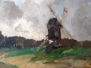 Herman Moerkerk - Hollands impressionistisch landschap kopen? Bied vanaf 150!