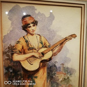 William Henry Margetson - vrouw spelend op een romantische gitaar kopen? Bied vanaf 500!
