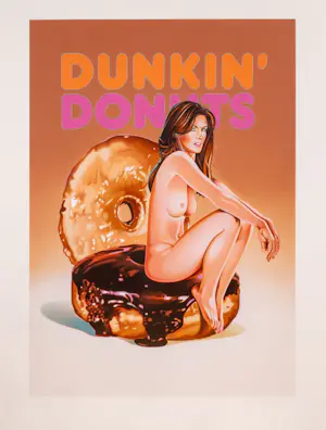 Buy Mel Ramos - Dunkin Donuts (Cindy Crawford) - Zeer groot!? Bid from 2500!