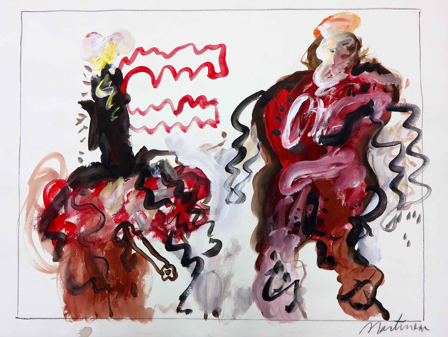 Anton Martineau - Gouache, Zonder titel verkocht voor € 60!