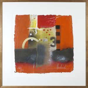 Theo Koster - Zeefdruk en collage, Zonder titel - Ingelijst verkocht voor € 40!