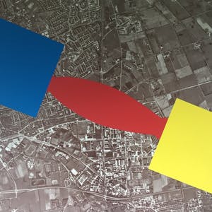 Peer Veneman - Luchtfoto met kleurvlakken - Zeefdruk kopen? Bied vanaf 30!