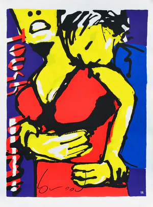 Herman Brood - Kleurenzeefdruk TOUGH BUMP Handgesigneerd. kopen? Bied vanaf 475!